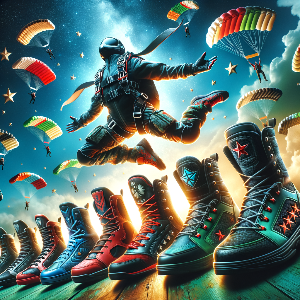 Top-rated skydiving boots brands comparison showcasing the best skydiving footwear for extreme sports, with visible ratings and reviews for high-quality skydiving gear.