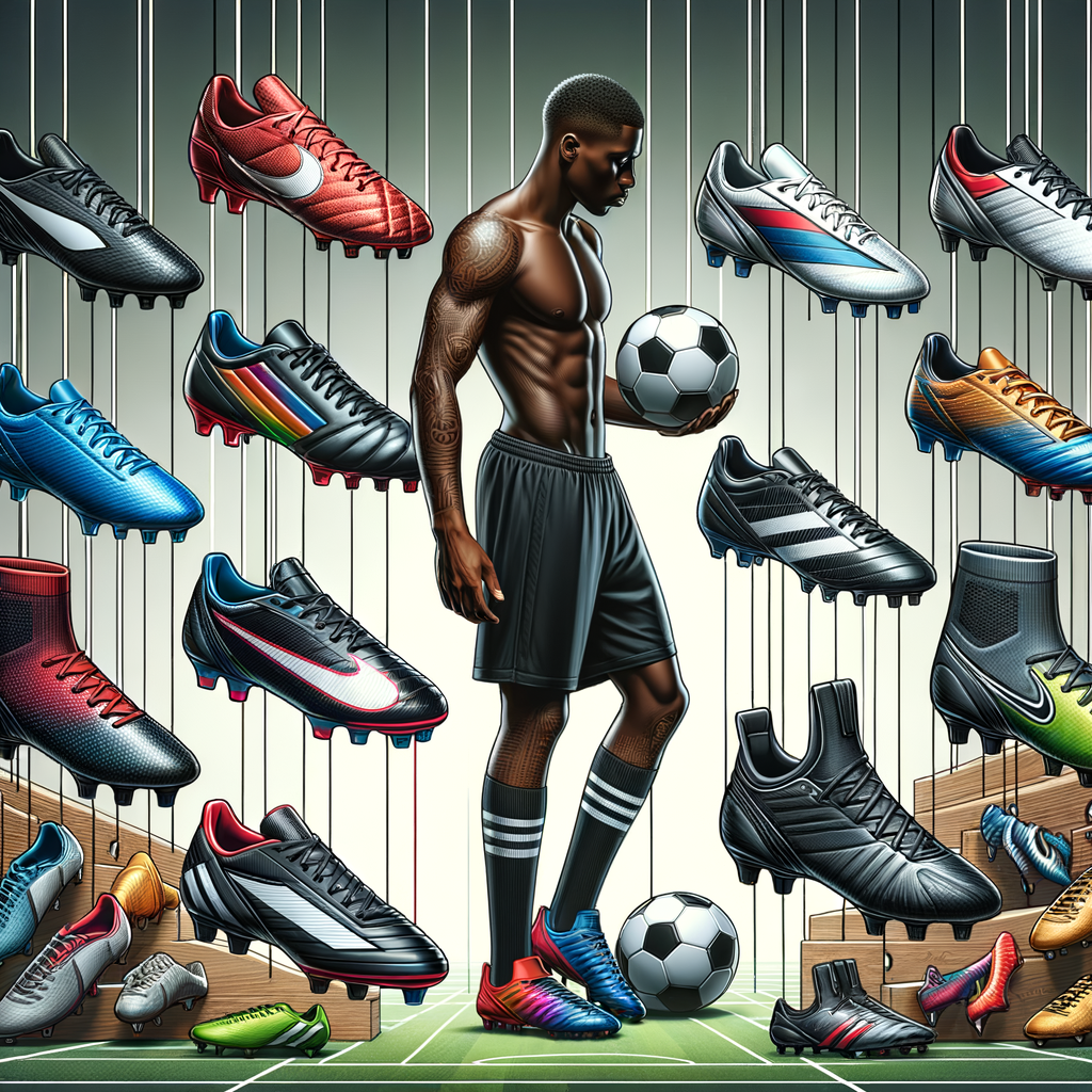 Beginner choosing from a variety of best soccer cleats in a comprehensive soccer cleats guide, showcasing high-quality soccer cleats features and comparison for the ultimate soccer cleats buying guide.