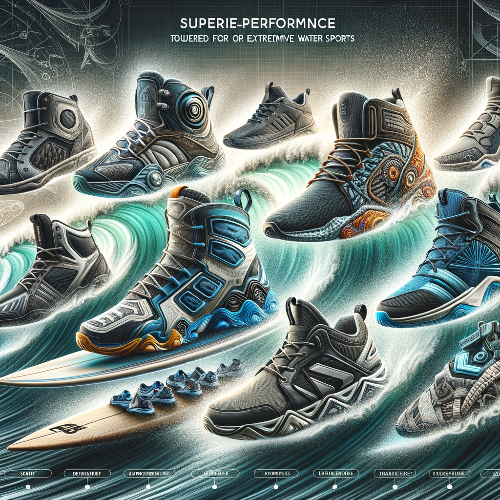 High-performance surf shoes comparison showcasing unique features and designs, ideal for choosing the best quality surf shoes for extreme sports and professionals.