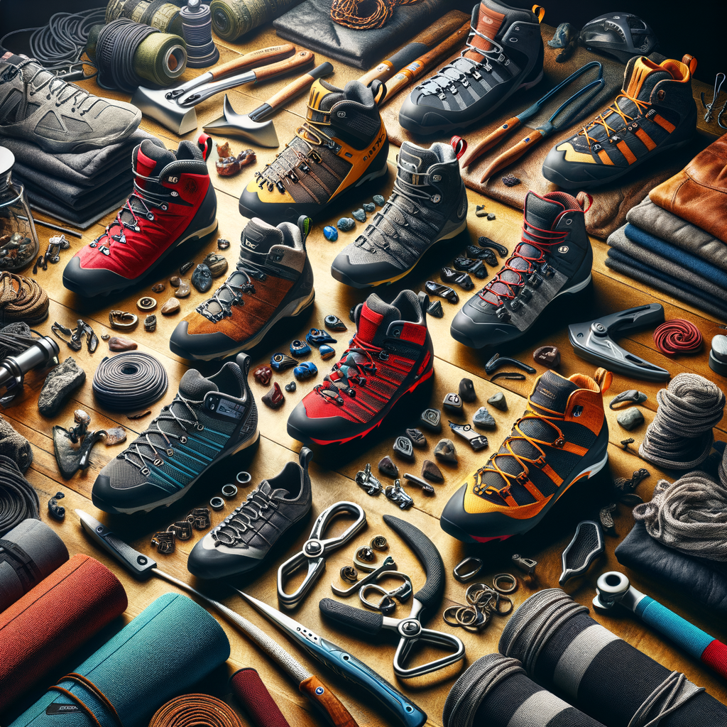 Top-rated climbing shoes from the best mountain climbing shoe brands, showcasing high-performance, durable and professional quality extreme sports footwear for a comprehensive mountain climbing gear comparison.