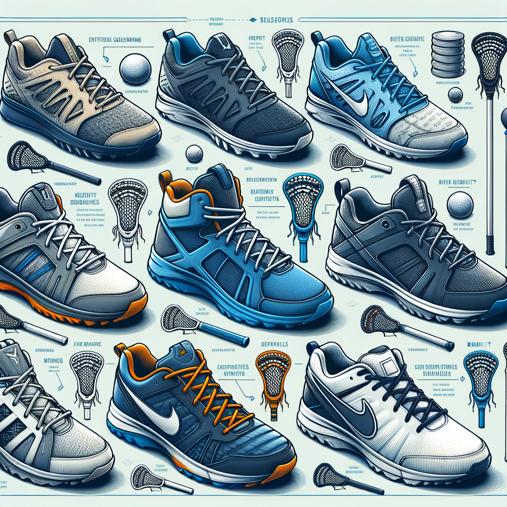 Visual guide of high-performance Lacrosse shoes from top brands for comparison and selection, emphasizing comfort and quality for the best Lacrosse footwear choice.
