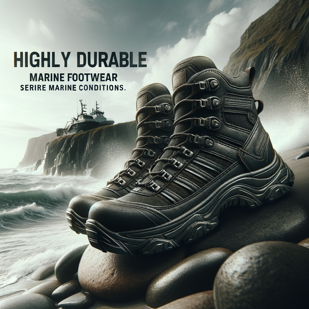 High endurance marine footwear designed for extreme marine conditions, showcasing durability and resistance, perfect for marine activities and harsh sea environments.