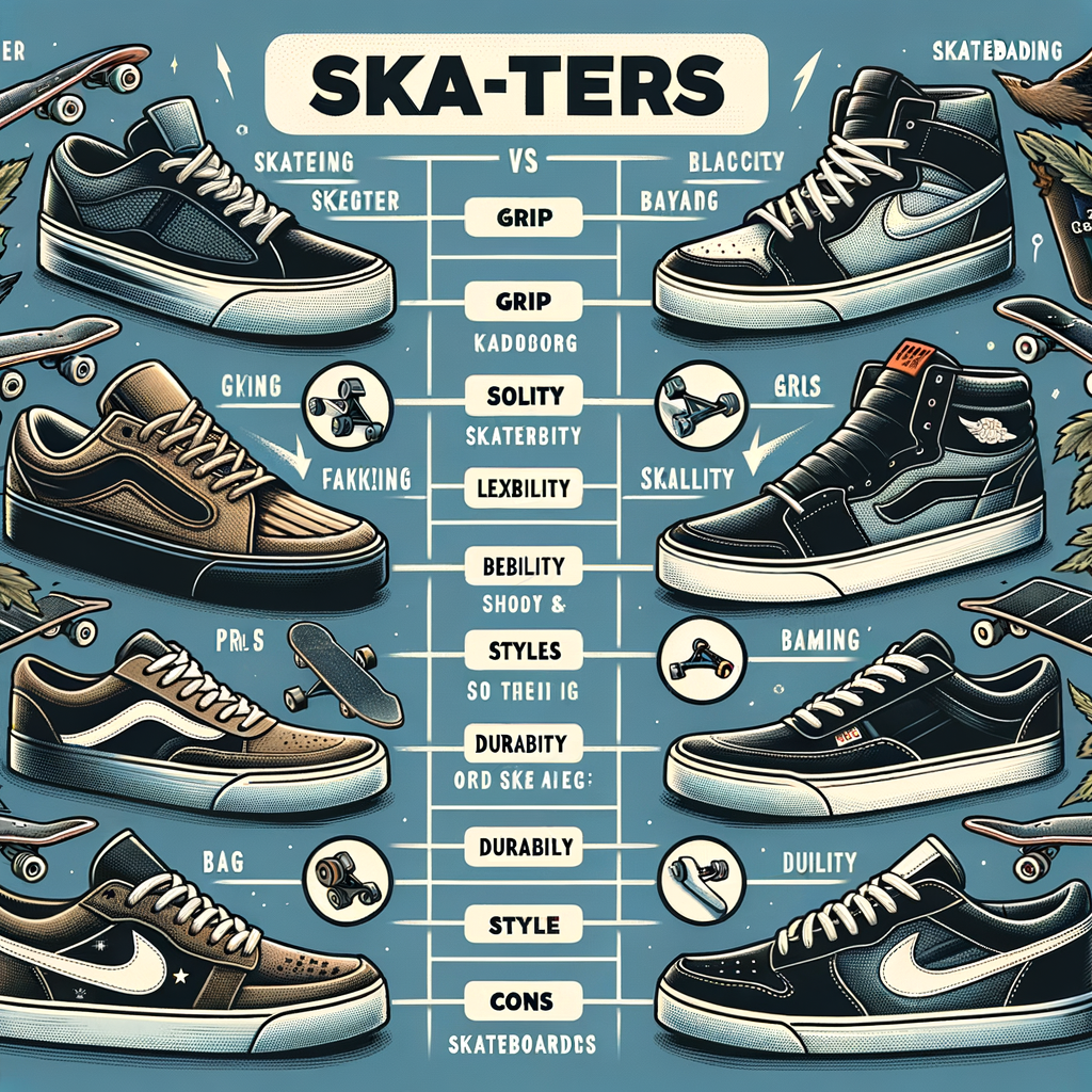 Comparison chart illustrating the unique features and benefits of skateboarding sneakers over regular sneakers, highlighting the superior design and advantages of skateboarding footwear.