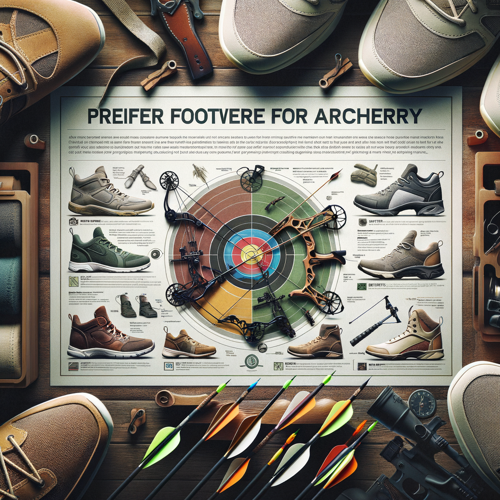 Assortment of best shoes for archery, highlighting essential archery footwear in an archery gear guide, providing archery shoe recommendations for archery equipment essentials.