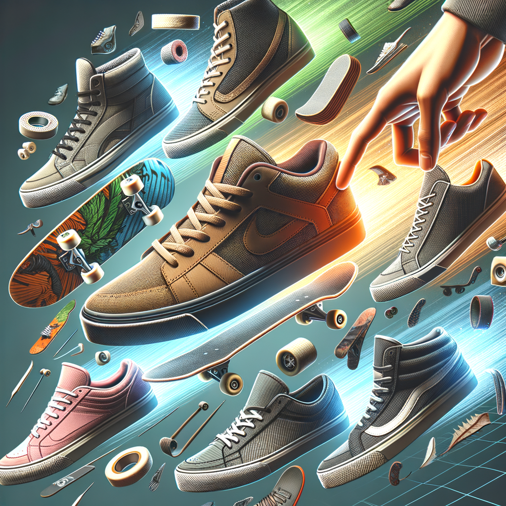 Variety of best skateboarding sneakers showcasing high-quality, durable design and high-performance features, perfect for skateboarders of all levels and extreme sports enthusiasts.