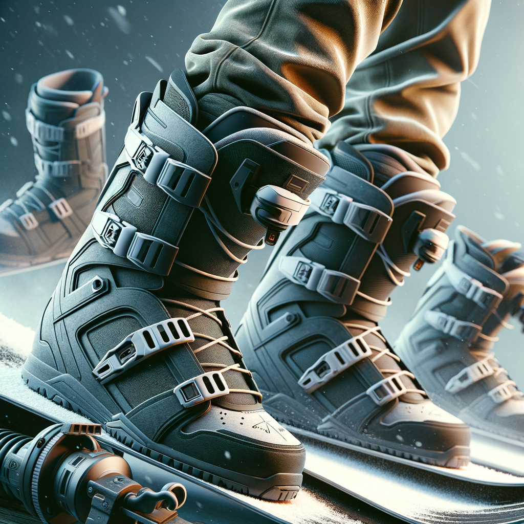 Top-rated freestyle snowboarding boots in dynamic display, showcasing best boots for snowboarding from various angles, highlighting high-quality snowboarding gear and equipment for freestyle riding.
