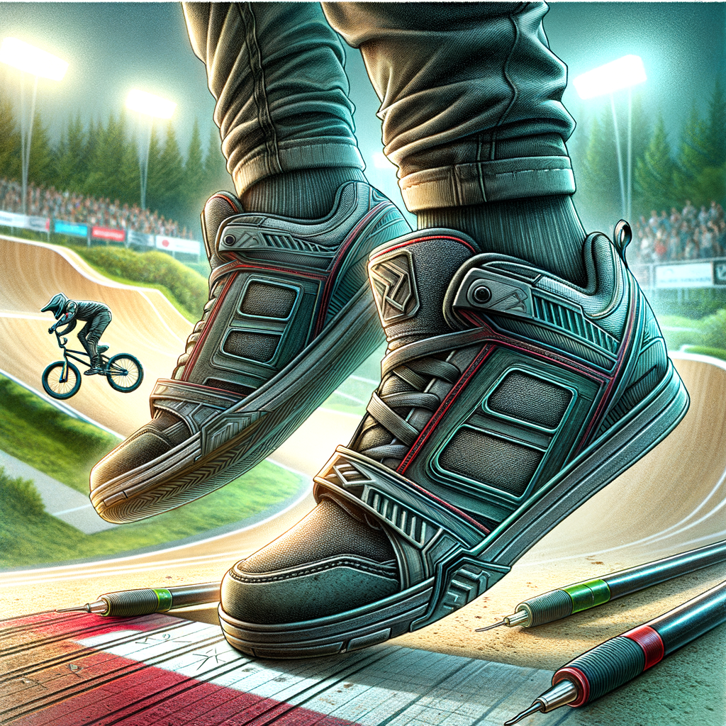 Professional BMX racing footwear showcasing unique features that maximize BMX racing performance, emphasizing the significant role and benefits of footwear in BMX racing speed and agility.