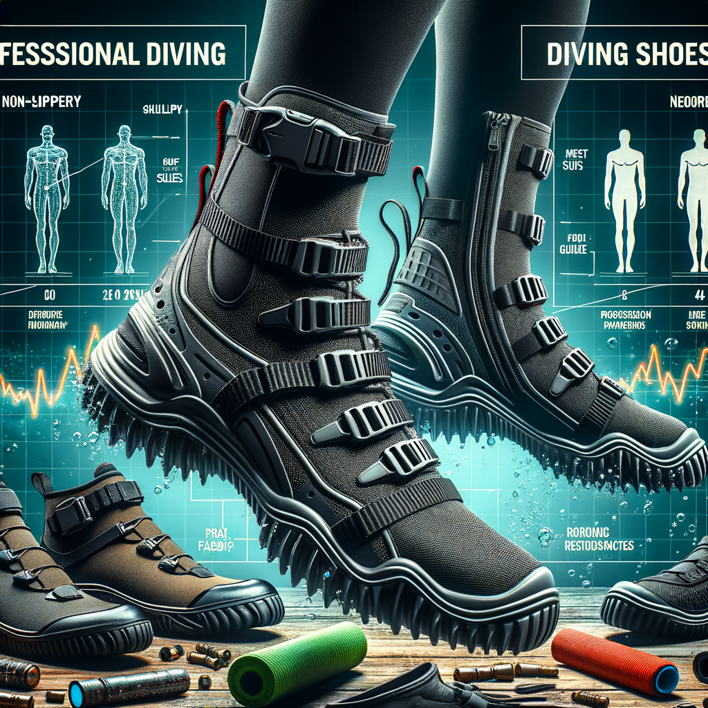 Close-up of high-performance diving shoes highlighting key features and comparison chart for best professional diving shoes, providing a comprehensive diving shoes review and buying guide.