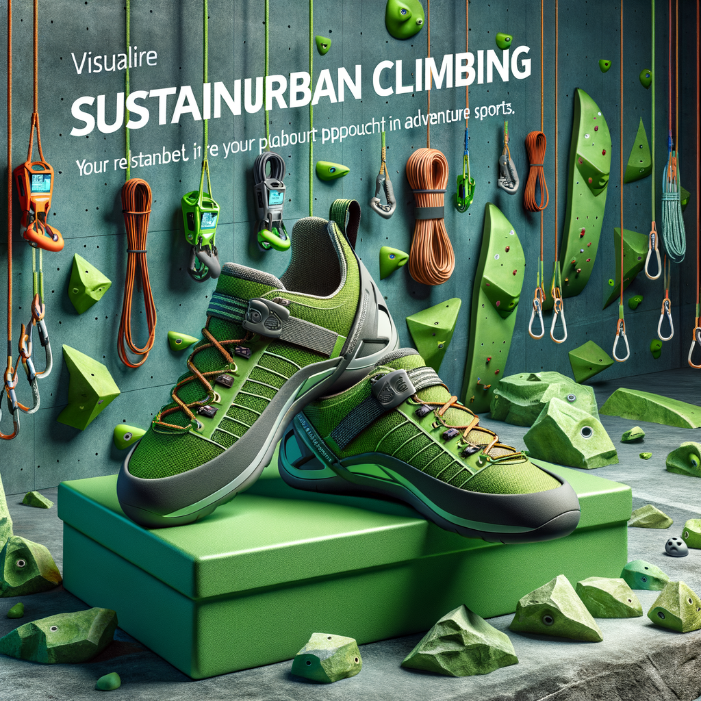 Eco-friendly climbing shoes for sustainable urban climbing, a stylish green climbing gear for environmentally friendly outdoor adventures.